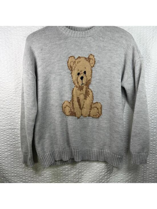 Aeropostale Sweaters - Aeropostale Teddy Bear Knit Gray Sweater Coquette Small Cute